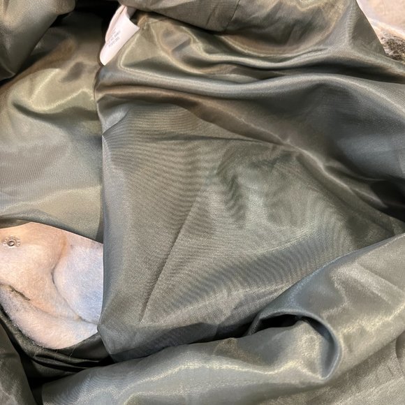 AVEC LES‎ FILLES Brushed Oversize Longline Varsity Coat in Cream Olive Plaid - Picture 8 of 11